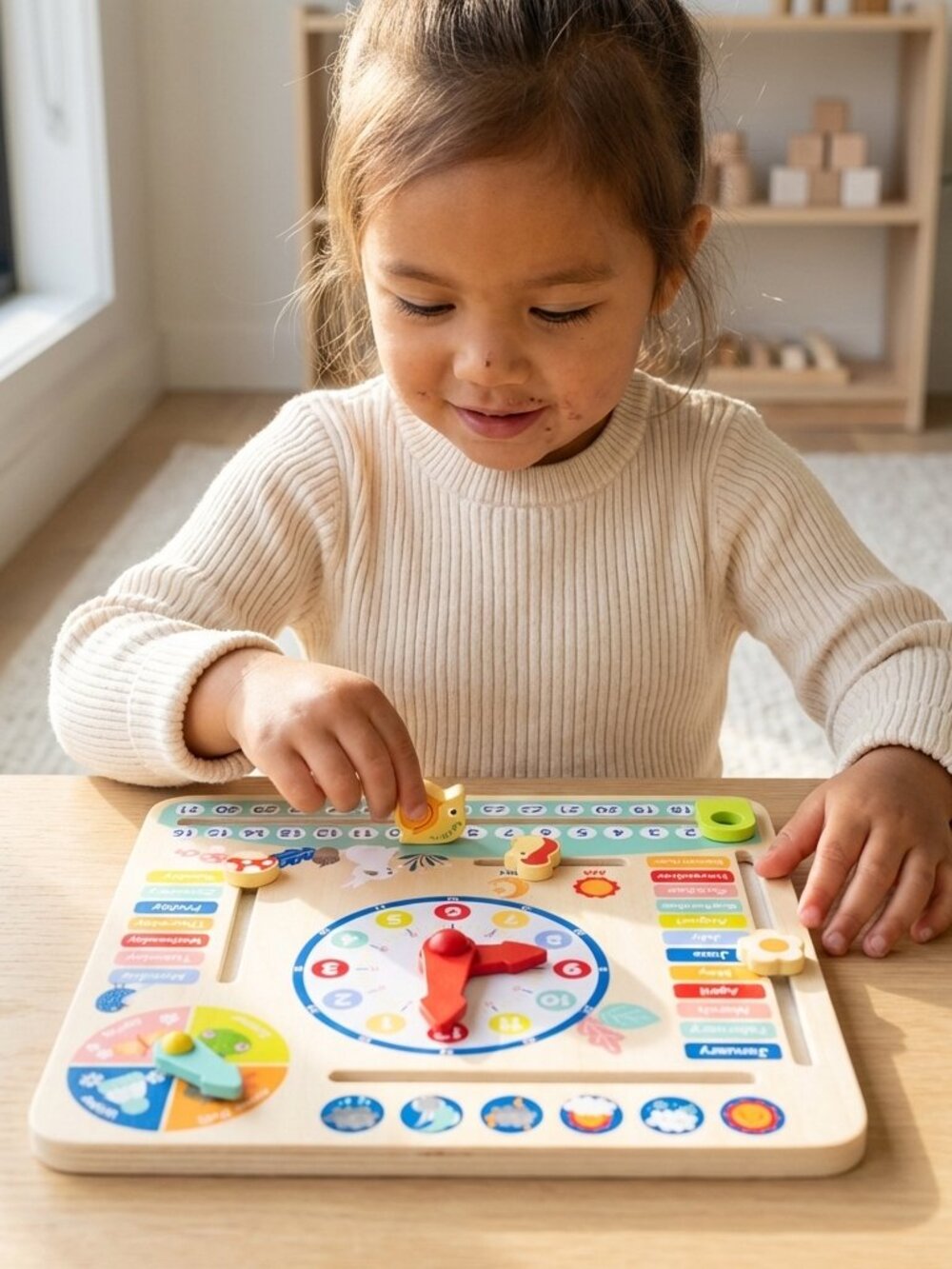 Tooky Toy My Calendar Wooden Clock Weather Montessori Learning Board